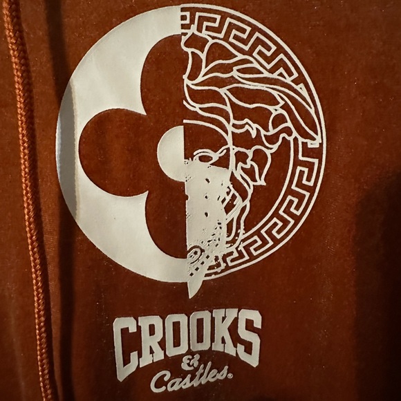 CROOKS & CASTLES Hoodie Men's Large Velvet Sweatshirt Brown Soft NWT - Picture 5 of 7